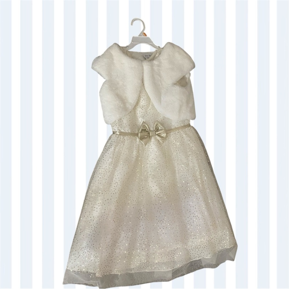 Jona Michelle Ivory Dress with Bow Accent